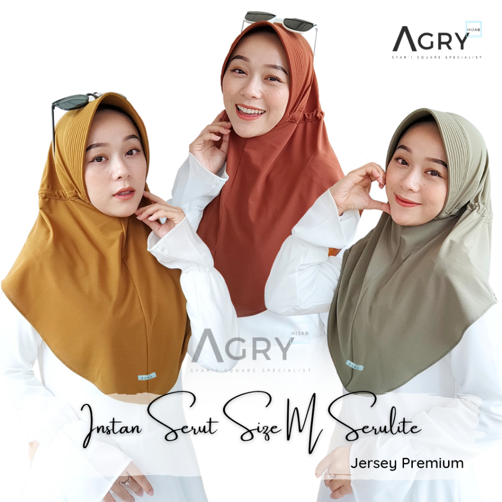 Agry Hijab Instan Serut Jersey Premium | Size M | Serulite