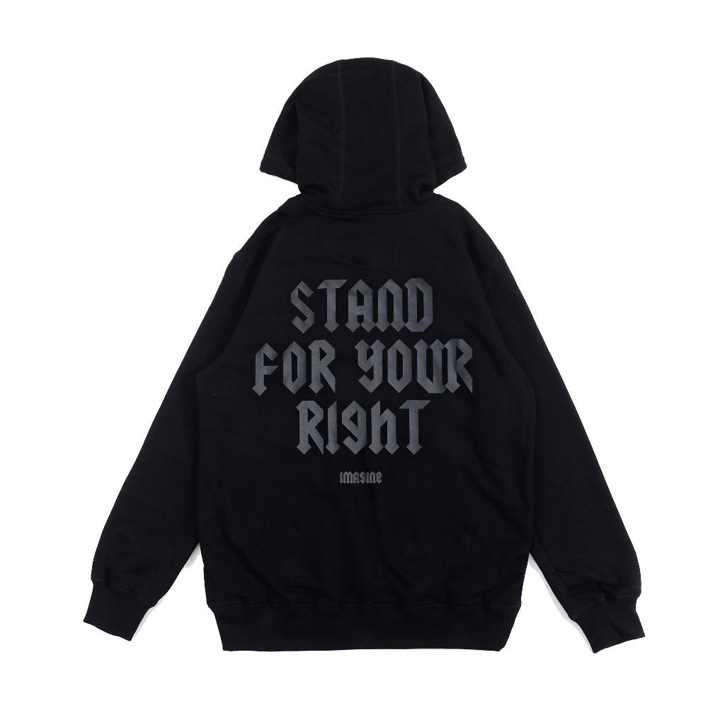 Imagineco Sweater Pullover Hoodie Hitam Unisex Regular Fleece 280 GSM "Stand"