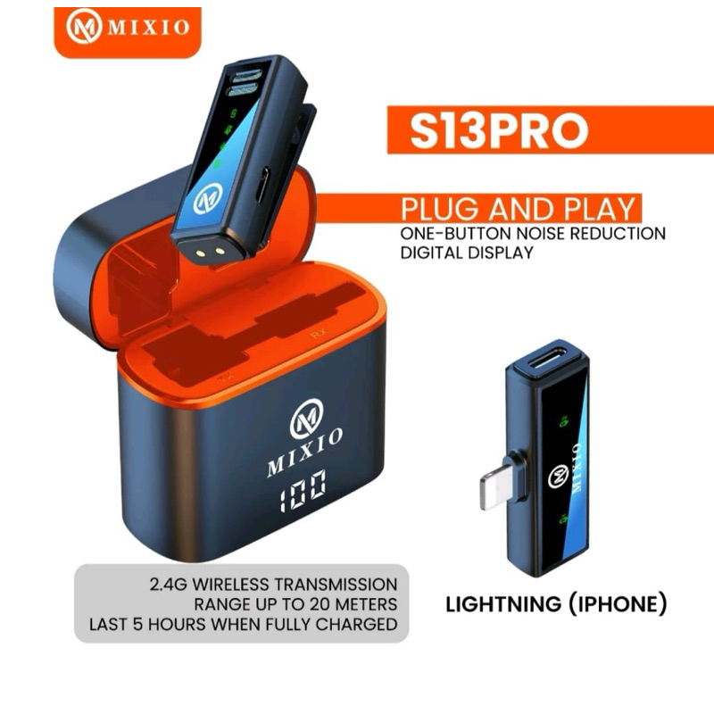 MIXIO S13Pro Microphone Wireless Mic clip on Live Lavalier