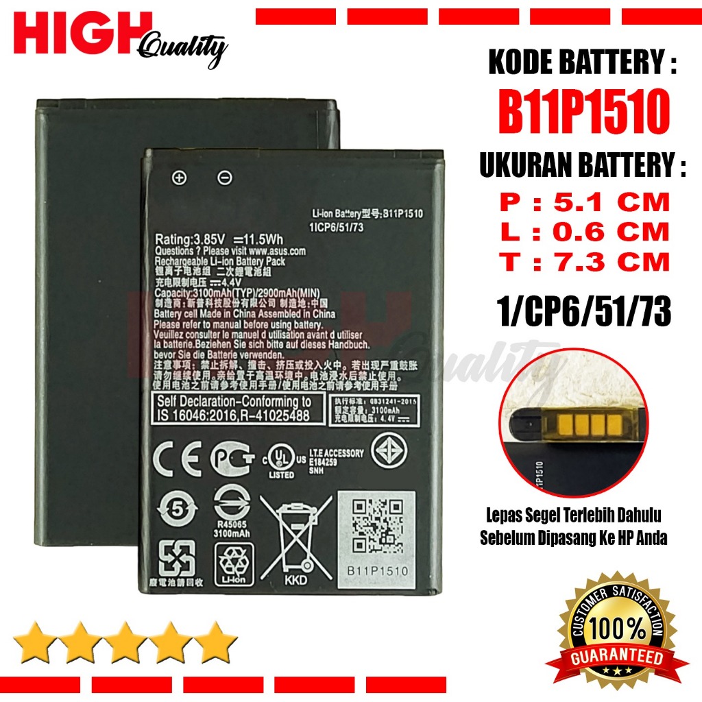 Baterai Asus Zenfone Go B ZB551KL X013D Zenfone Go TV 5.5 Inchi ZB552KL X007D Battery B11P1510 Batre