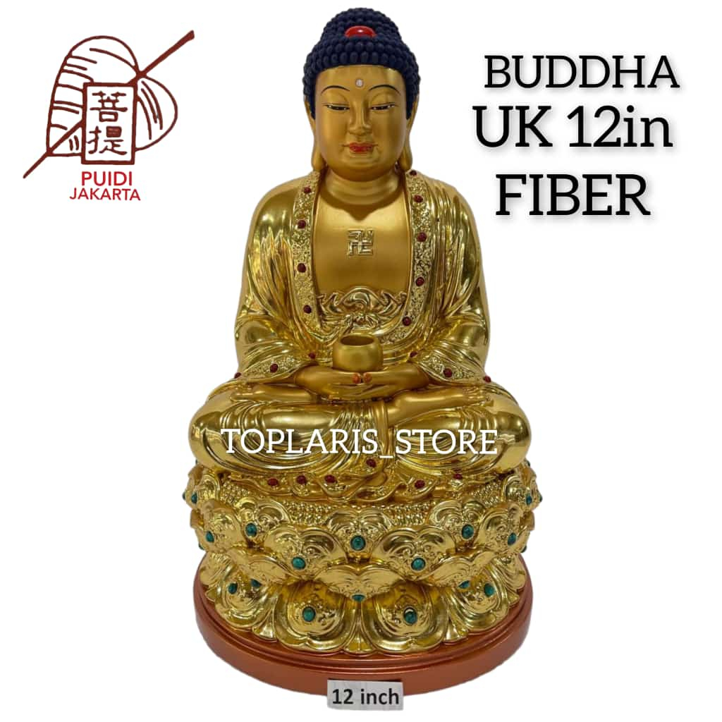 Patung Buddha Emas 12in