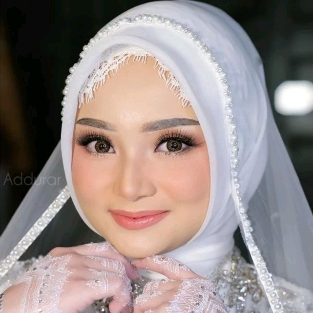 Slayer pengantin veil payet Mutiara untuk pernikahan sunting pelaminan wedding promo aksesoris jilbab fashion muslimah Hijab manten kerudung berkualtas bride untuk gaun gown atasan wanita terbaru termurah