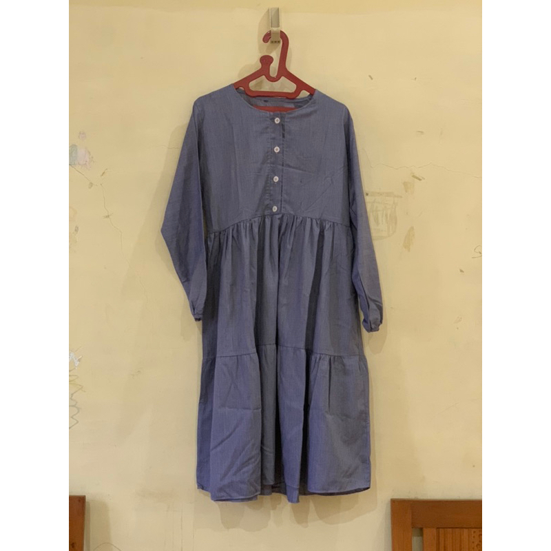 Preloved Midi Dress/tunik midi dress/midi dress/midi dress warna denim/tunik denim