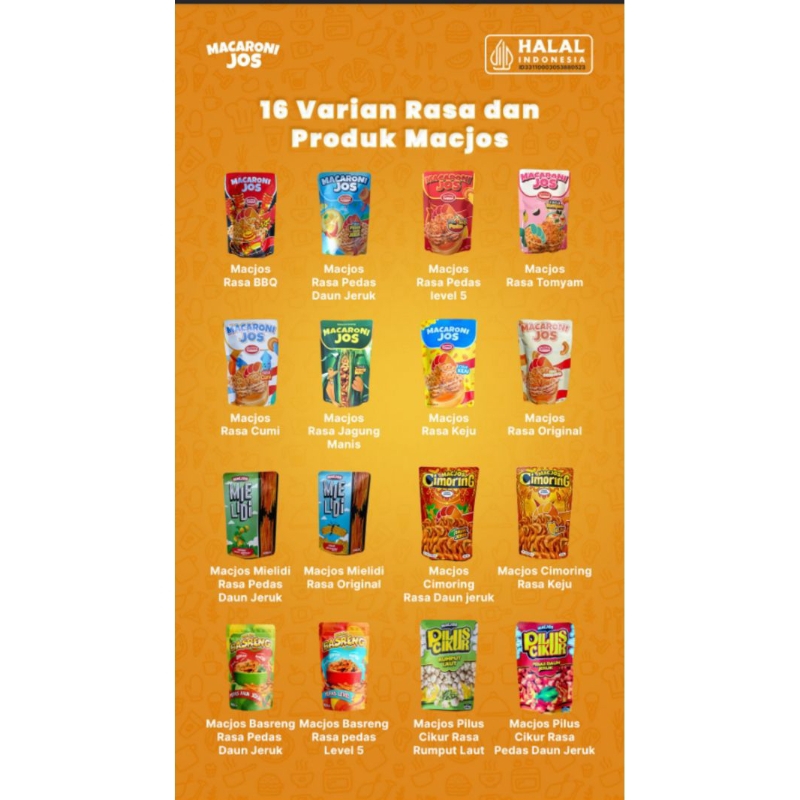 

Macjos 100gram cemilan halal