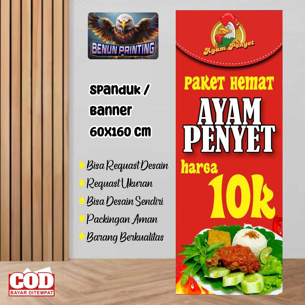 Spanduk 60x160 Ayam Penyet Bisa Requast Desain