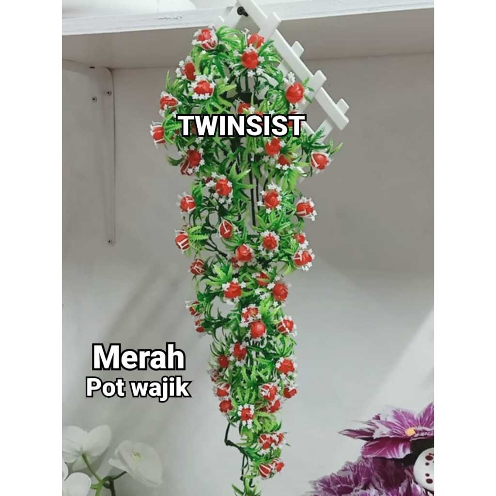 Bunga Rambat Karmelia Panjang Gantung Plastik Artificial Palsu/Bunga Rambat Tempel Dinding Hiasan De