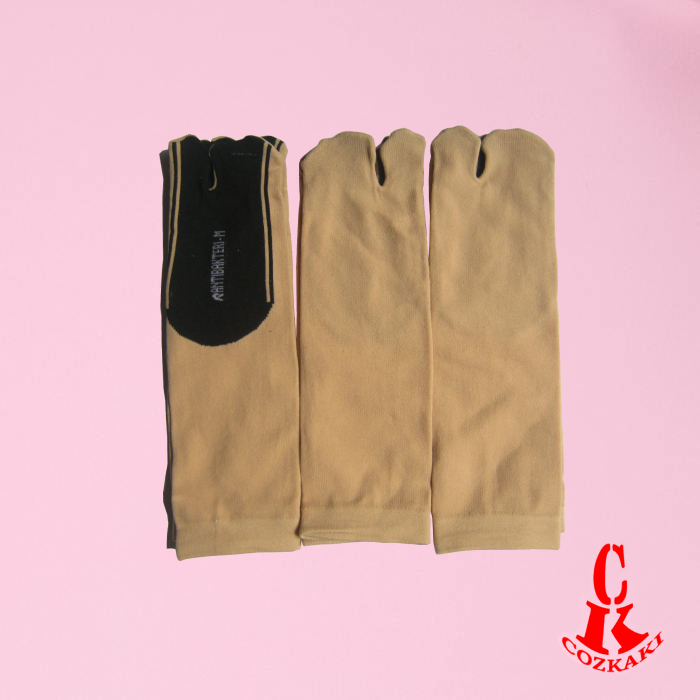 [3 PASANG] KAOS KAKI JEMPOL/ KAOS KAKI 2 JARI/ KAOS KAKI MUSLIMAH WARNA KREM POLOS