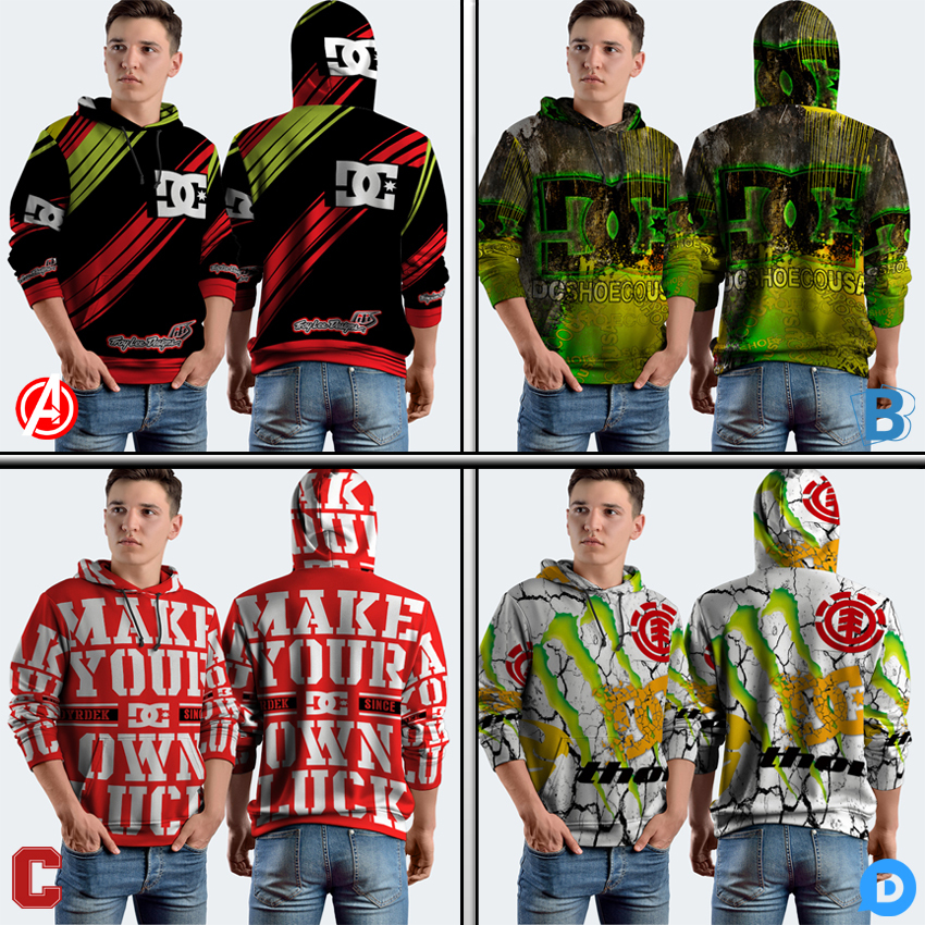 Jumper Hoodie DC Shoes Hoodie Pullover Fullprint Bahan Polyester Jersey | DC-24001