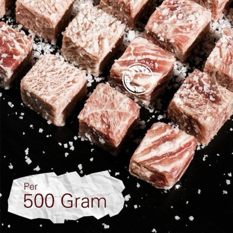 

Saikoro Beef Wagyu Meltik Cubes Steak pack 500gr 1/2 KG SUGOI Beef Steak / Saikoro / Cube Steak by STEAGAJ