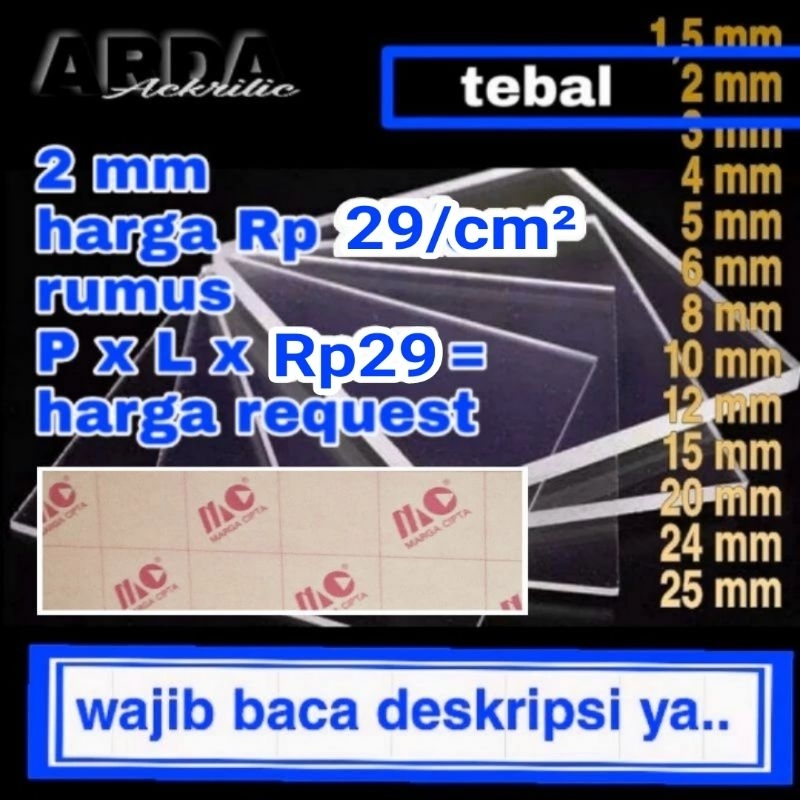 

Akrilik 2mm bening custom size marga cipta akriliik lembaran