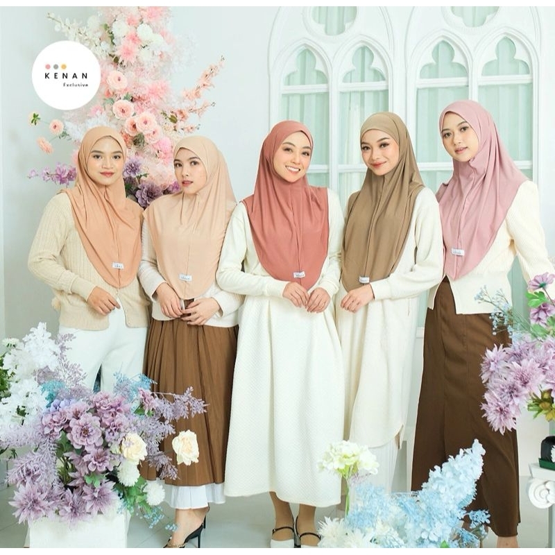 Daily Hijab Pastel Instan Size L Kenan Hijab / Bergo Non PEt Antem Matt Jersey kenan