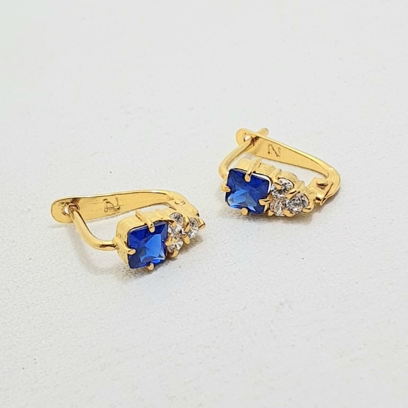 Anting Jepit Emas Muda Mata Biru Kotak 1 Gram