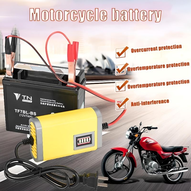 NCM Charger Aki Motor Dan Mobil 12 Volt Kabel Jumper Cas Aki Mobil Motor Otomatis Basah / Kering 2A