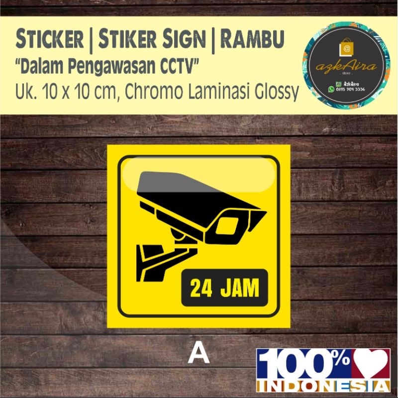 

Sticker Stiker Sign Rambu Diawasi CCTV 24 Jam - Uk. 10x10 cm