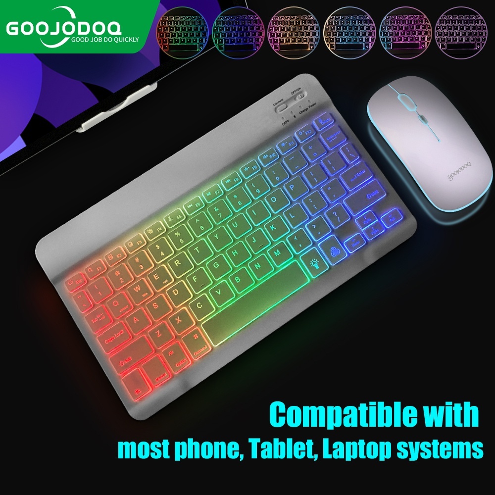 Goojodoq 10 inch Backlit Backlight Wireless Keyboard LED Colorful Bluetooth Keyboard For iPad Laptop