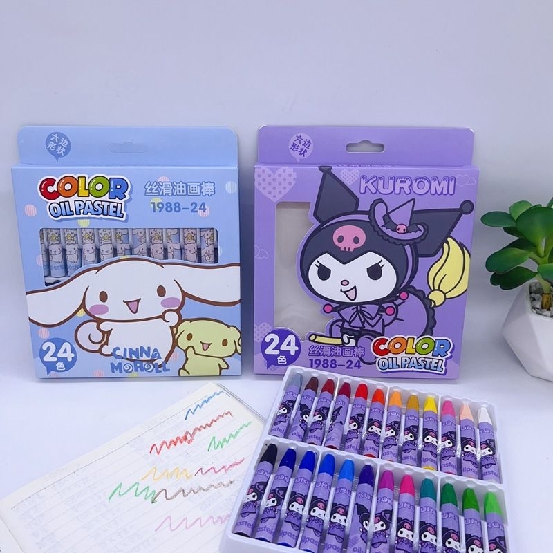 

Crayon Oil Pastel Sanrio Kuromi Cinamoroll/ Krayon Mewarnai Anak isi 12pc/24pc