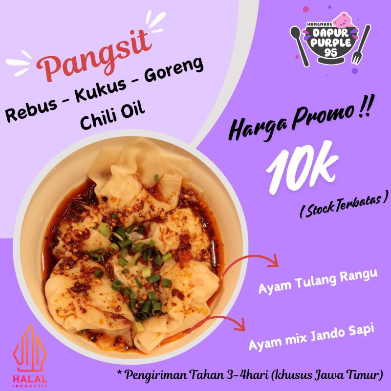 

(J&T Jatim) Pangsit Chili Oil Kuah Pedas Wonton Chili Oil isi 6pcs Bahan Premium Halal Bpom