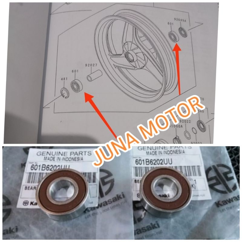 bearing laher roda depan ninja r ss sepasang original