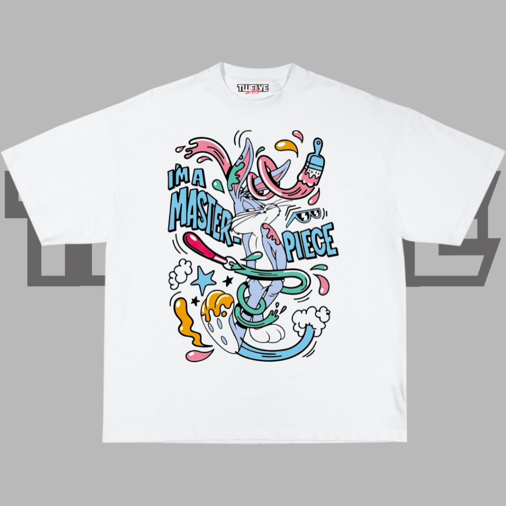 BUGS BUNNY White Oversize T-Shirt | Kaos Bugs Bunny Aesthetic | Atasan Pria Wanita | Baju Cowo Cewe 