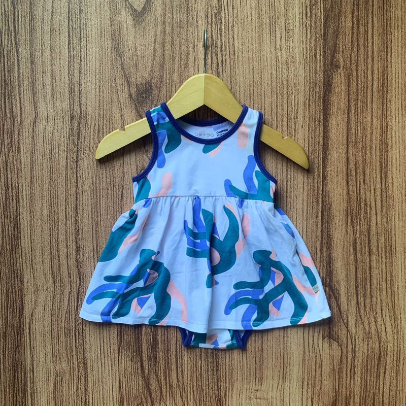 6-12M OETEO OCEAN WAVES TANK ROMPER DRESS