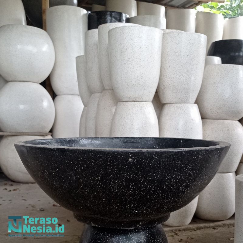 Pot teraso tanaman air warna hitam | Pot terazzo tanaman air pot teratai