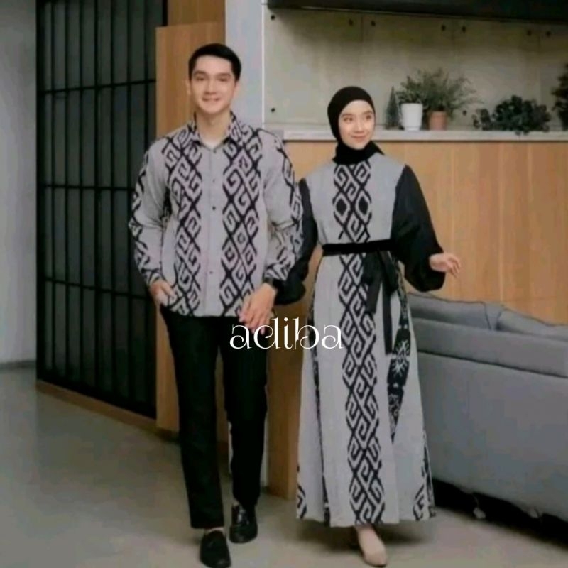 READY STOCK / Rania Couple Tenun - Baju Tenun Couple Batik Grey 03 - Couple - Set Couple - Baju Coup