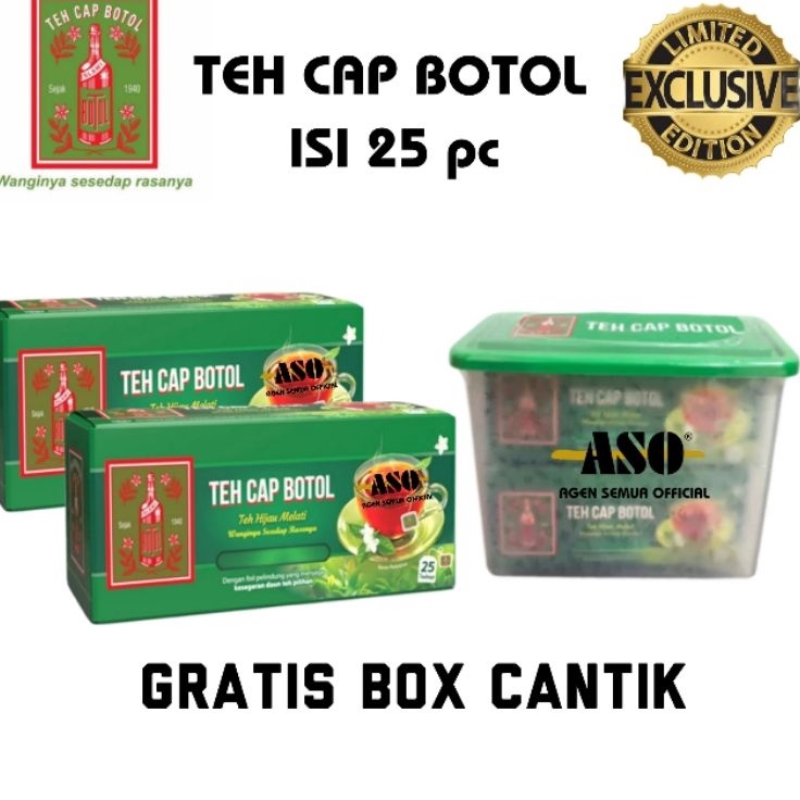 

Hot Item PAKET TEH CAP BOTOL HIJAU celup Aroma Melati isi 25 GRATIS BOX CANTIK PROMO TERBATAS