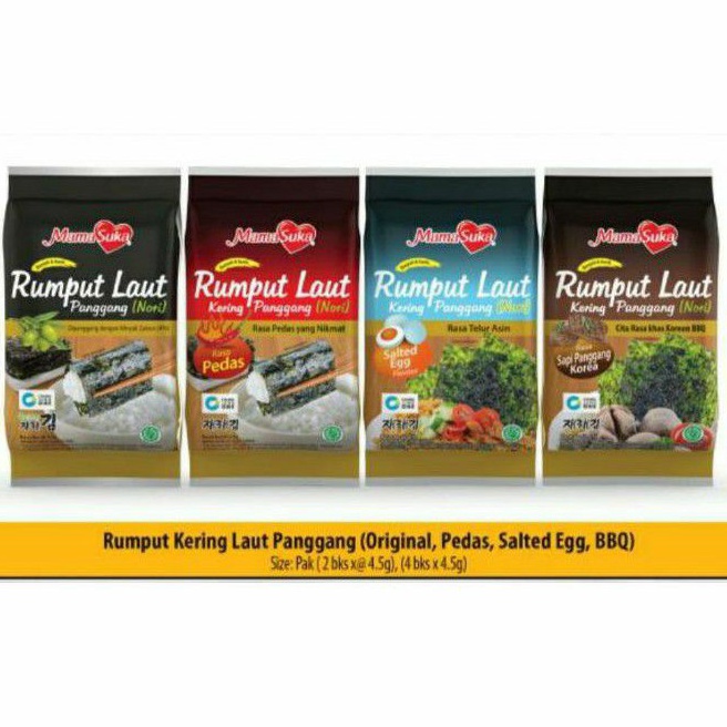 

Top Product Rumput Laut Panggang Nori Mama Suka 9 gr 45 gr X 2 Pcs