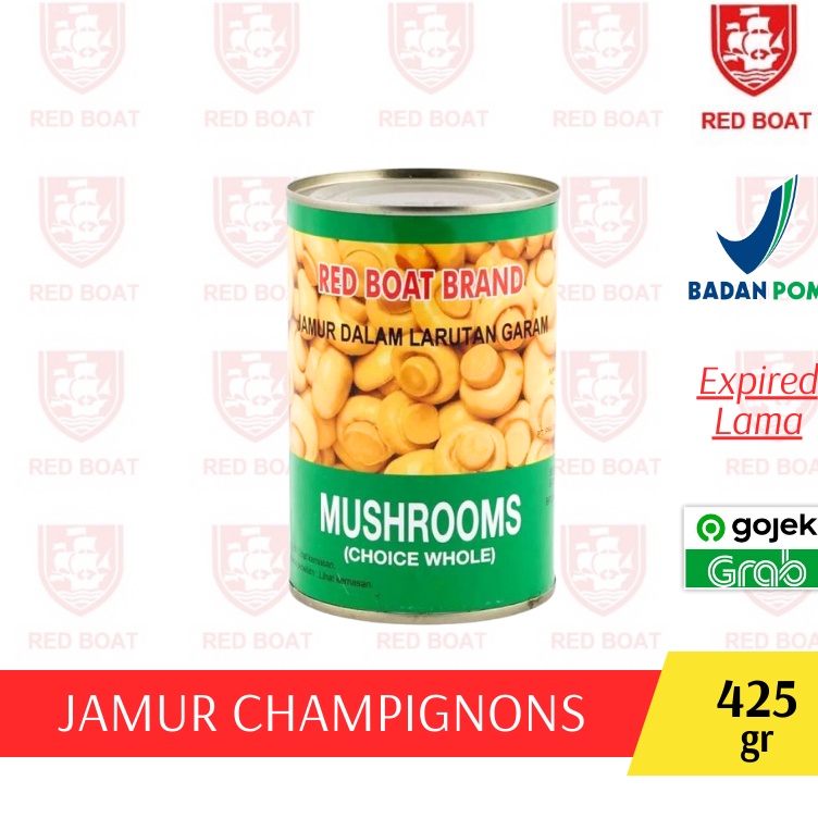 

Stock baru Jamur Kancing Kaleng Red Boat Brand 425gr Moku Mushrooms Champignons