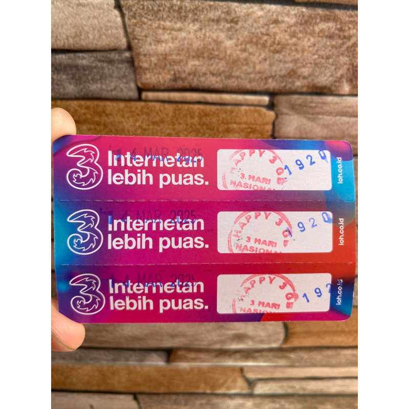 Paket Data Voucher 3 / tri 3 Gb 3 Hari Jabodetabek