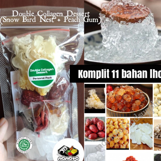 

Order TERMURAH Double Collagen Dessert Personal Snow Bird Nest Peach Gum lengkap 11 bahan