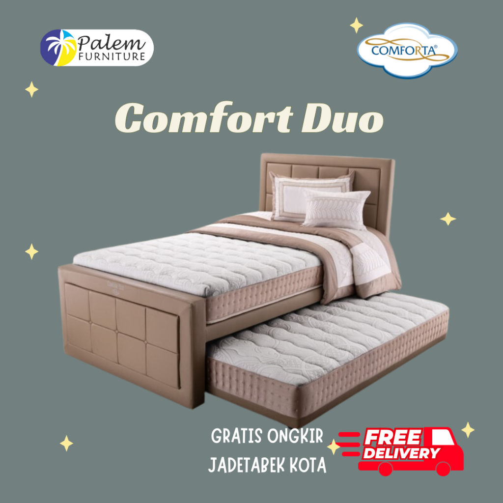 Comforta Comfort Duo Kasur Springbed 3 in 1 Sorong Full Set - Free Jabodetabek Kota