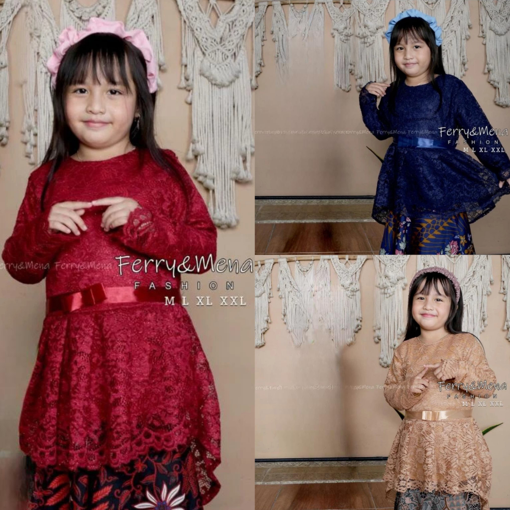 Atasan Kebaya Anak aurora / Atasan Kebaya Anak Perempuan Kebaya SD | Baju Kartini Anak Perempuan