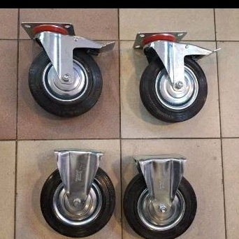 Roda Troli Karet 8 inch Rem+Mati