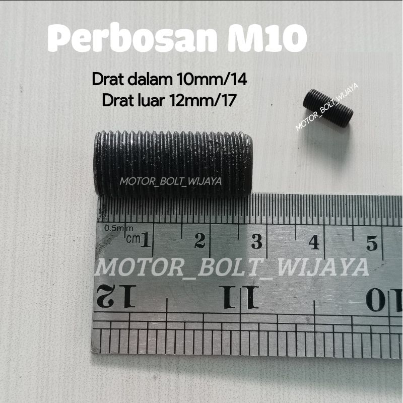Sok drat M10x M12/ Sok drat dalam 14 drat luar 17 Isi 1 Pcs
