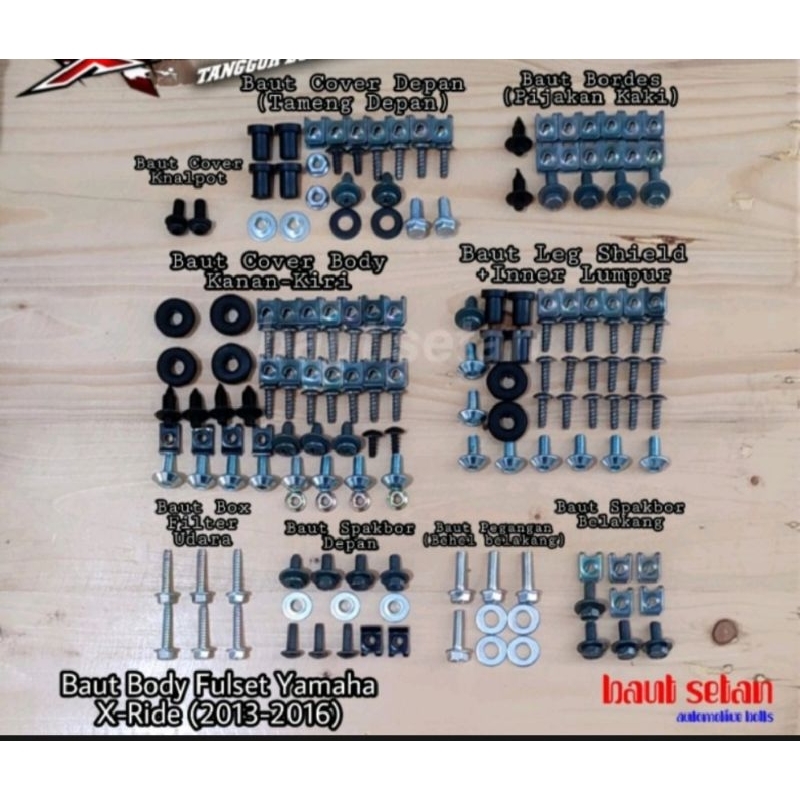 Baut lengkap original full set body yamaha x - ride 115cc/baut full body x - ride 115cc