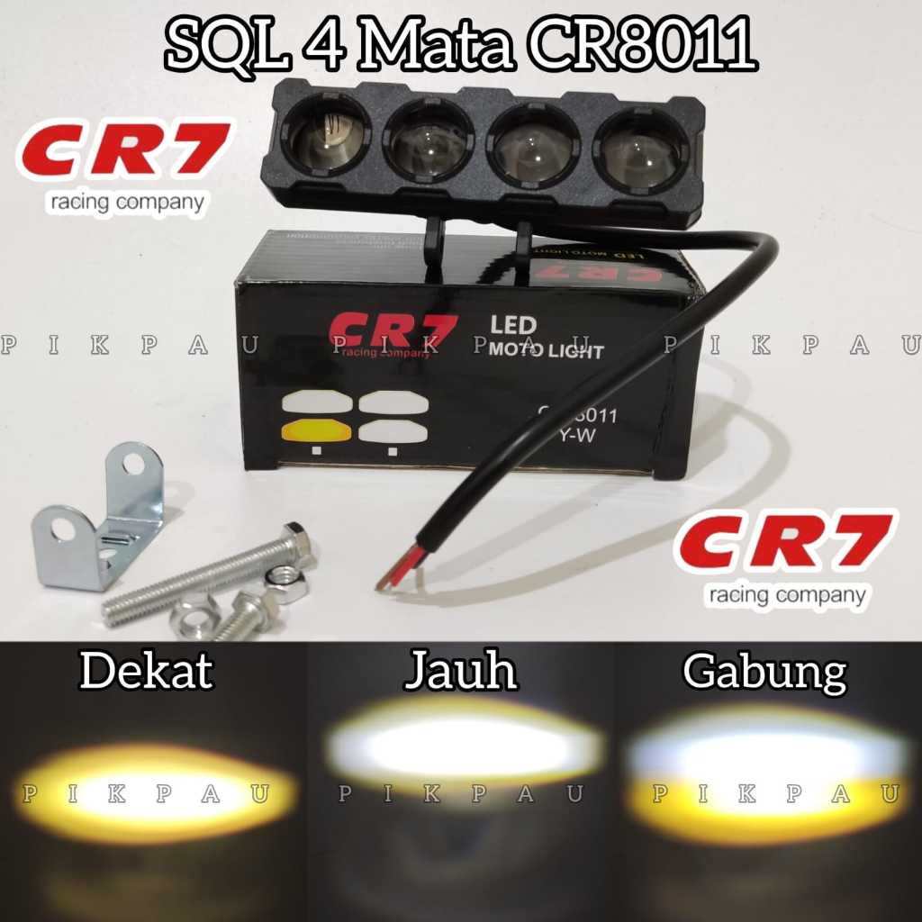 CR7 Lampu Tembak 4 Mata LED original CR8011 Full Aluminum Waterproof High Low Kuning putih