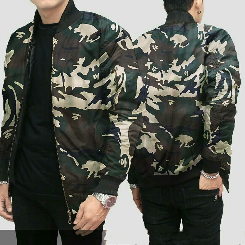 JAKET BOMBER ARMY PRIA WANITA DISTRO MOTIF DORENG