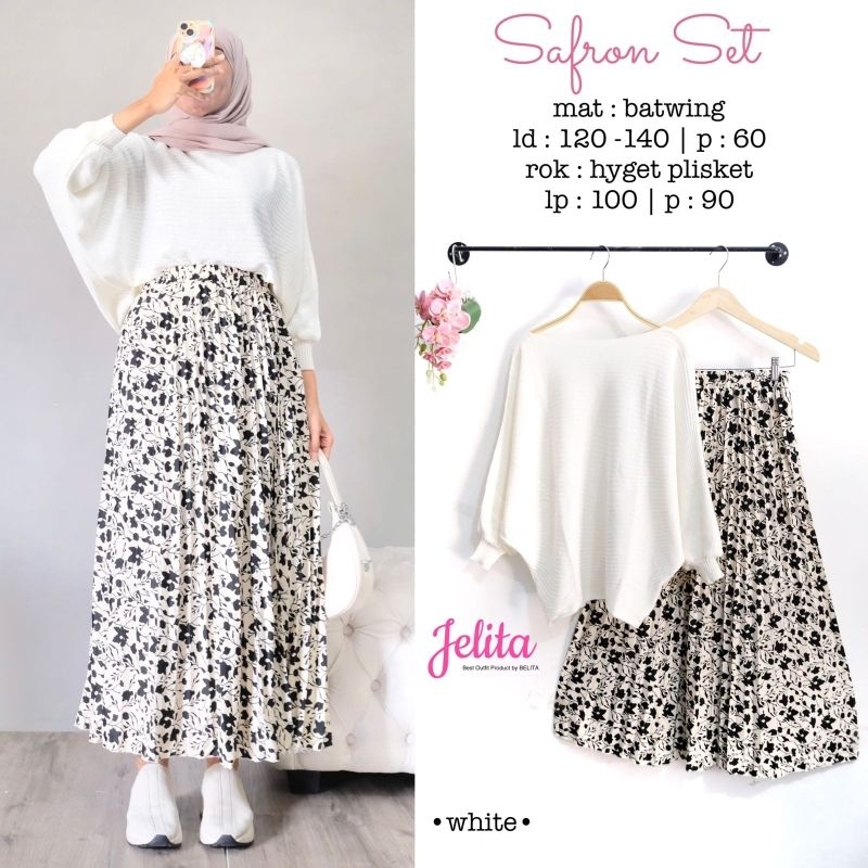 SAFRON SET BY JELITA MAT BATWING MIX HYGET PLISKET SET ROK SIZE JUMBO