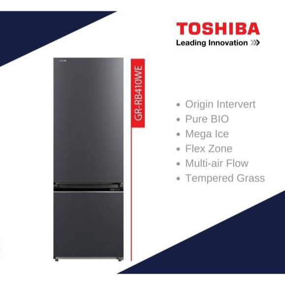 Kulkas TOSHIBA GR-RB410WE Bottom Freezer 410 Liter Inverter Series Japan Quality