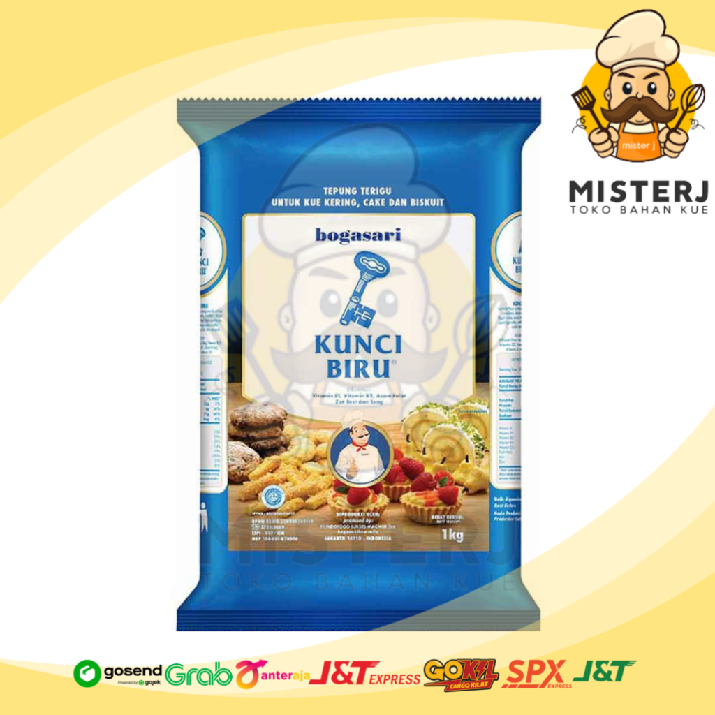 

Bogasari | Tepung Kunci Biru Premium | 1 Kg | Tepung Kunci Biru Premium | Protein Rendah
