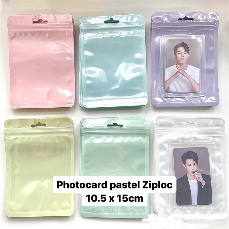 

Pastel colour Photocard Ziplock Seal Packing 10.5 x 15cm / Kantong Plastik Klip Aksesoris kartu snack / Kemasan Segel Premium waterproof Impor