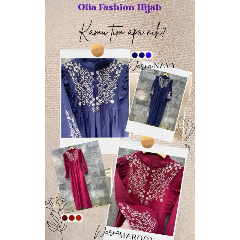 gamis wanita muslim “Fatimah” series, dress muslim, pakaian wanita muslim bahan crincle bordir premi