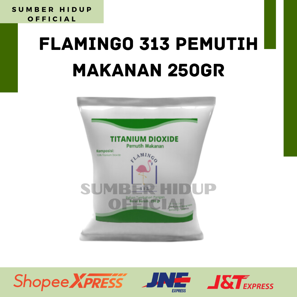 

[FLAMINGO 313] PEMUTIH MAKANAN - TITANIUM DIOXIDE / OPAQUE WHITE FOOD GRADE KEMASAN 250GR