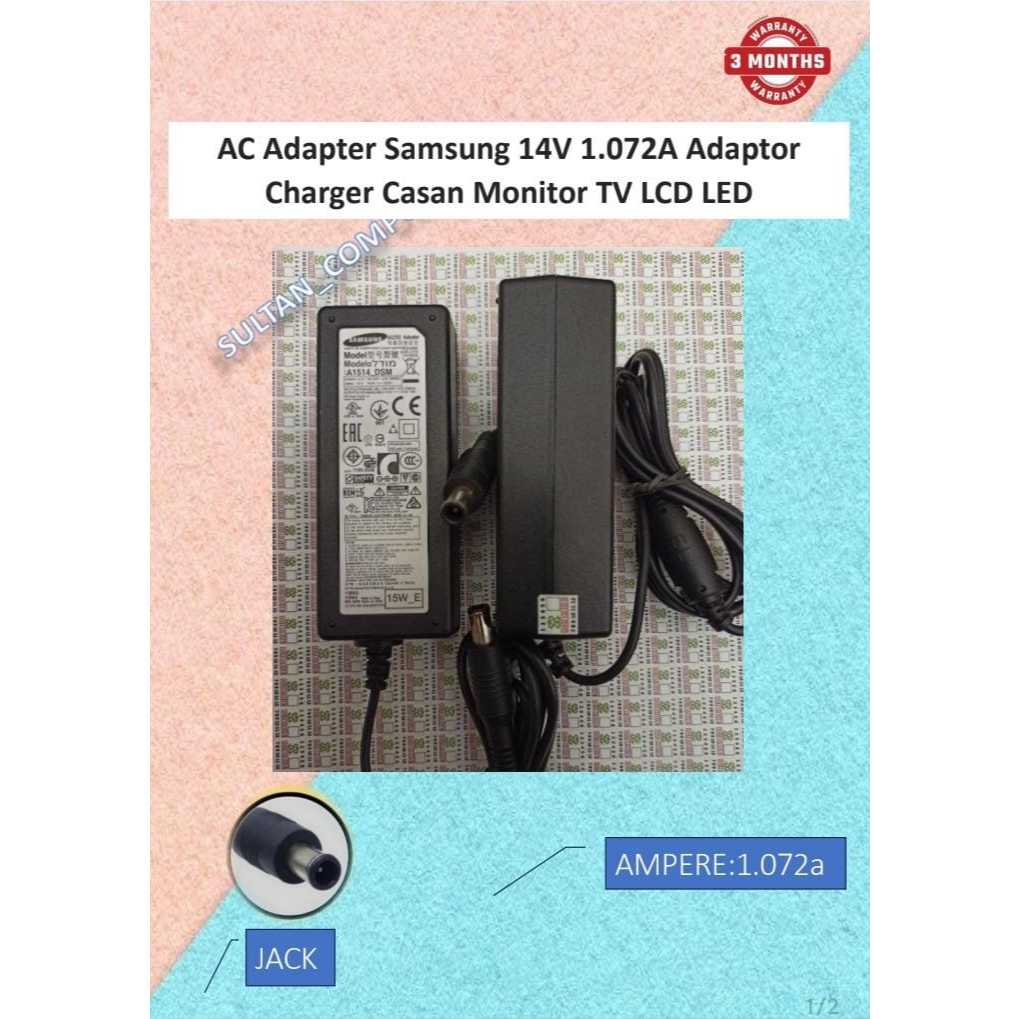 AC Adapter Samsung 14V 1.072A Adaptor Charger Casan Monitor TV LCD LED