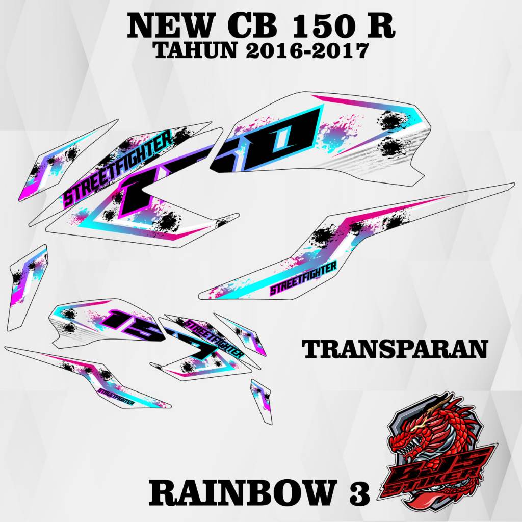 Striping new cb 150 r v2 - Stiker Decal transparan new cb 150 r v2 rainbow 1