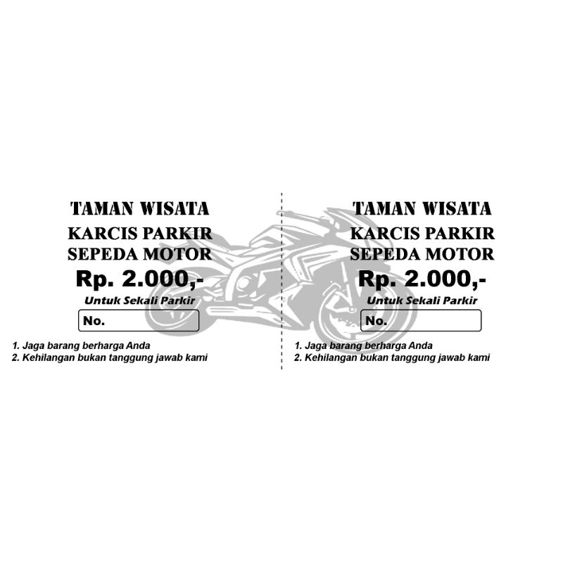 

Karcis Parkir Motor Mobil