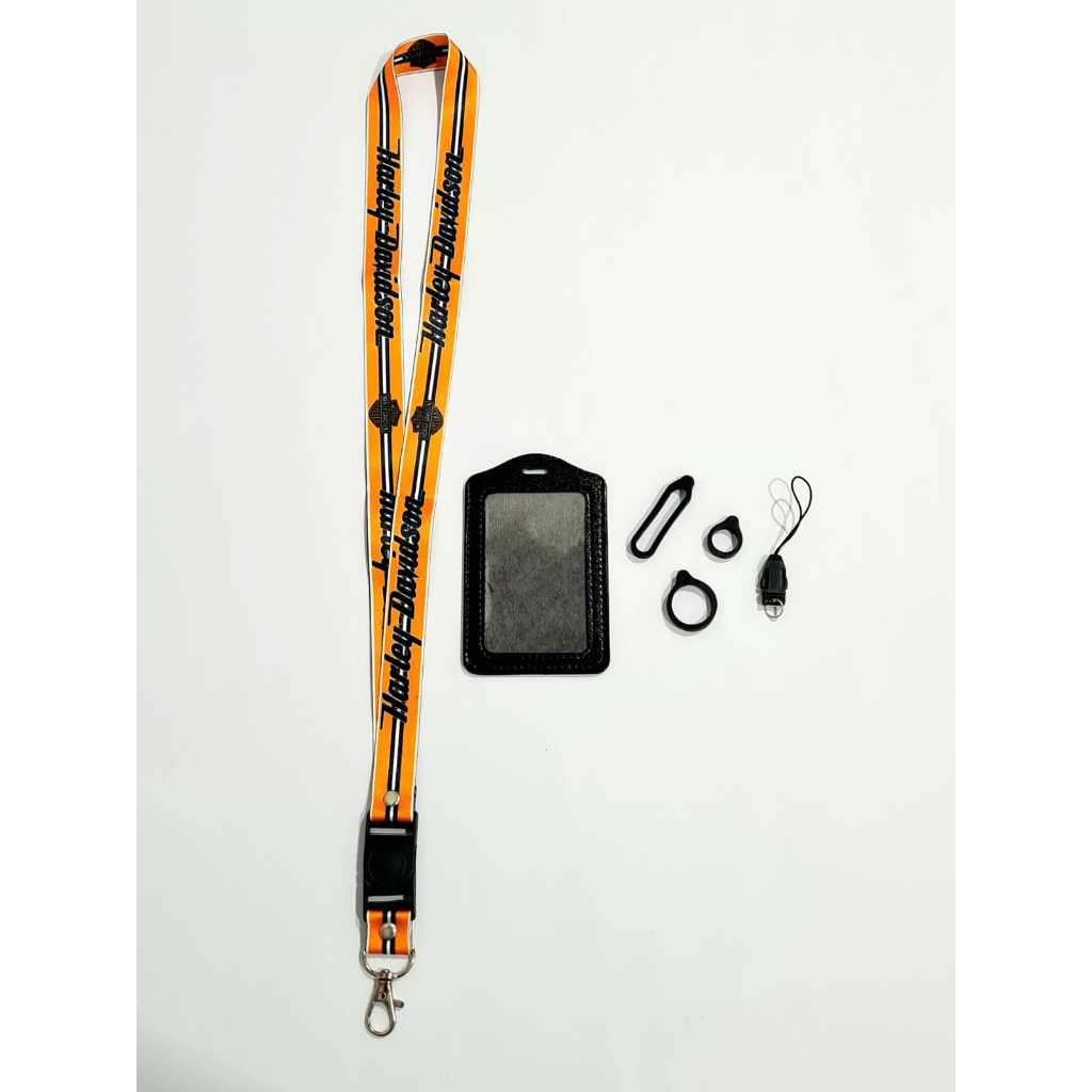 

Lanyard Premium Harley davidson garis kuning FREE Case Gantungan Karet Oring Cantolan / Lanyard ID Card Custom