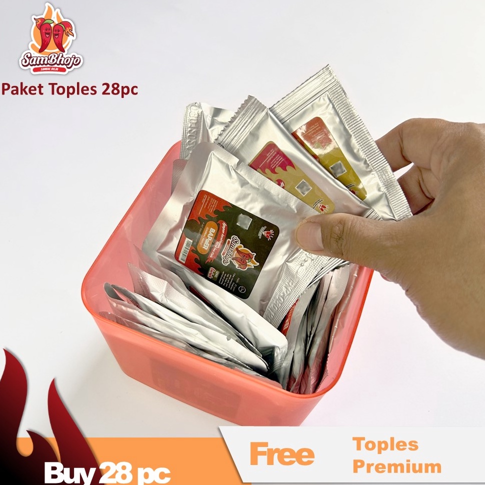 

SamBhojo Paket Box Sambal Sachet All Varian 28 pcs Gratis Toples