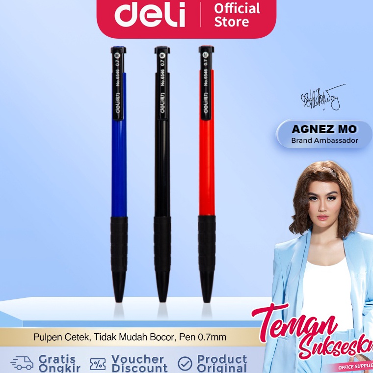 

KODE W4W8 Deli Pulpen Retractable 7mm 36pcsBox Warna Hitam Biru Merah Klip Tinta Tebal Gratis Hadiah 6546